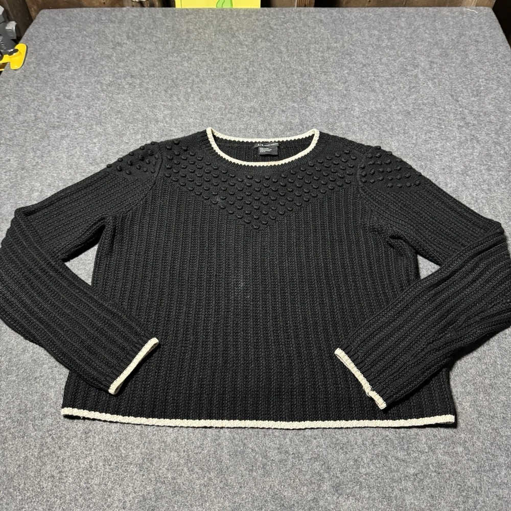 Armani Exchange Womens Textured Ribbed Knit Pullover Sweater Size M Preppy Retro